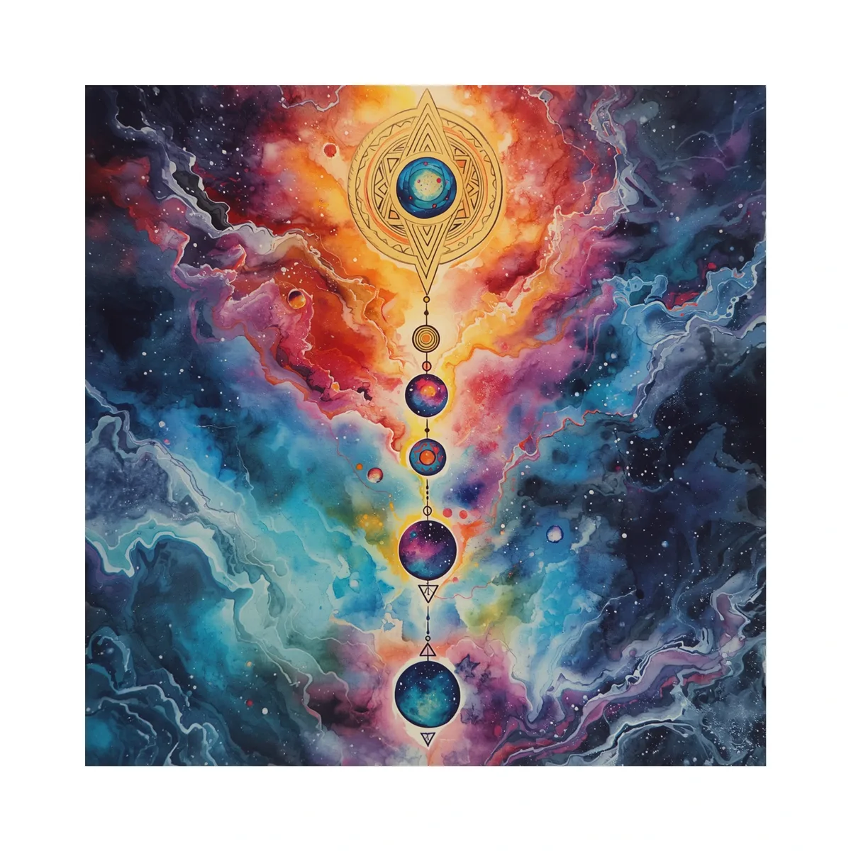 Cosmic Nebula Moon Totem Wall Art